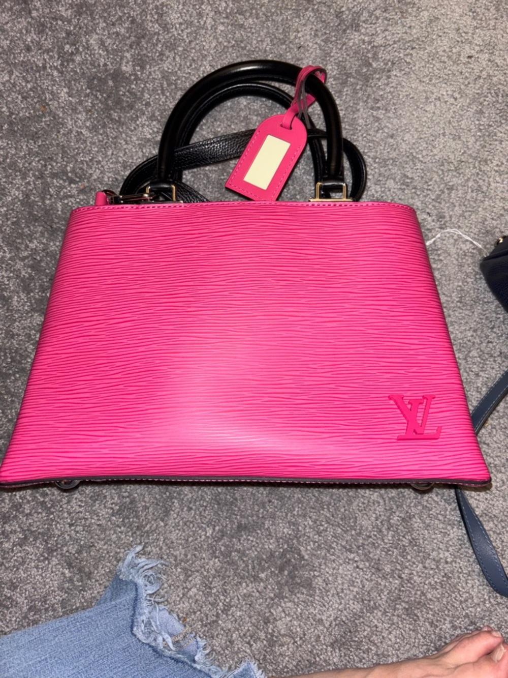 Louis Vuitton Hot Pink Epi Leather Satchel with Black Handles